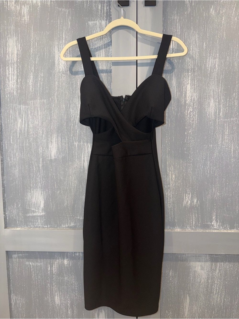 Windsor Black Textured Wrap Cutout Fit & Flare Mini Dress | Small